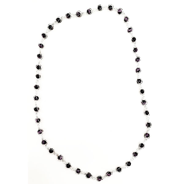 CAT'S EYE PURPLE CAGE NECKLACE 32"